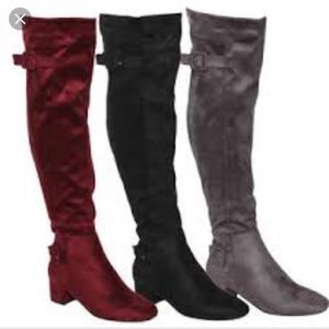Beston NEW BLACK faux suede over the knee boots